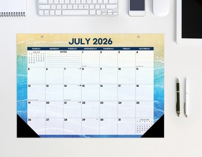 Beaches Academic Year July 2026-June 2027 17''x12'' Small Monthly Deskpad Calendar