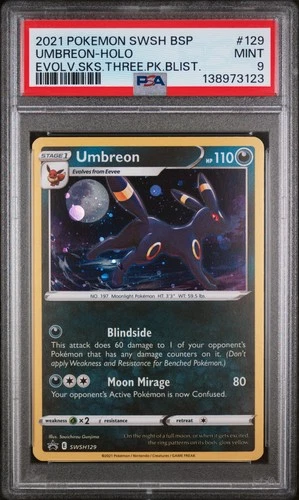 2021 POKEMON SWSH BLACK STAR PROMO #129 UMBREON-HOLO PSA 9