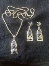 Historic Originals Sterling Silver Rennie Mackintosh Pendant And Earrings Set
