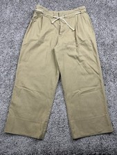 Ralph Lauren Womens Pants 12 Wide Leg Cotton Pleated Trouser Classic Preppy Care