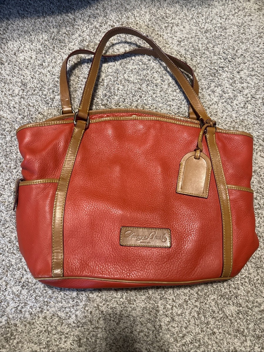 Dooney & Bourke Ex Large Red-Orange Pebble Leather Shopper 