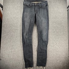 Helmut Lang Jeans Womens 27 Panther Wash Black Skinny Denim Raw Hem Made in USA