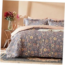 Floral Size Comforter Set - Cute Vintage 3 Pieces Comforters King Floral Brown