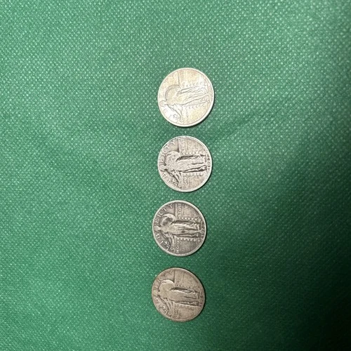 Lot of (4) U.S. Silver Standing Liberty Quarters - 90% Silver. 25, 26,27, 30s