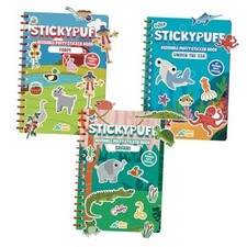 Stickypuff Value Pack - 3 Reusable Puffy Sticker Book for Toddlers - Animals
