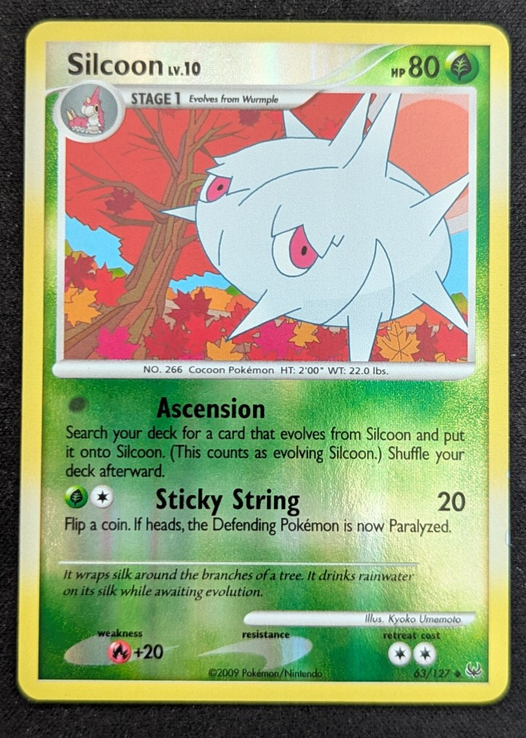 Silcoon 63/127 Reverse Holo Platinum Pokemon Card Excellent Condition