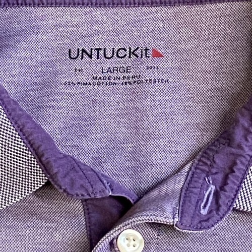 UNTUCKit Beaux Contrast Collar Polo Purple Short Sleeve Casual Men’s Size Large - Picture 5 of 11