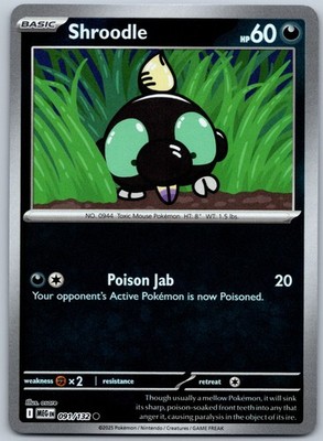 Shroodle Reverse Holo Common ME01: Mega Evolution 091/132 NM