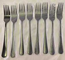 8-Piece Black Dinner Forks 8 Inches Food-Grade Stainless Steel Silverware NEW