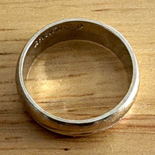 14K White Gold Band Ring Size O 6mm