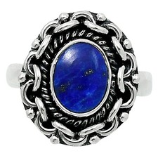 Premium Quality Natural Lapis Lazuli 925 Sterling Silver Ring s.6 Jewelry R-1667