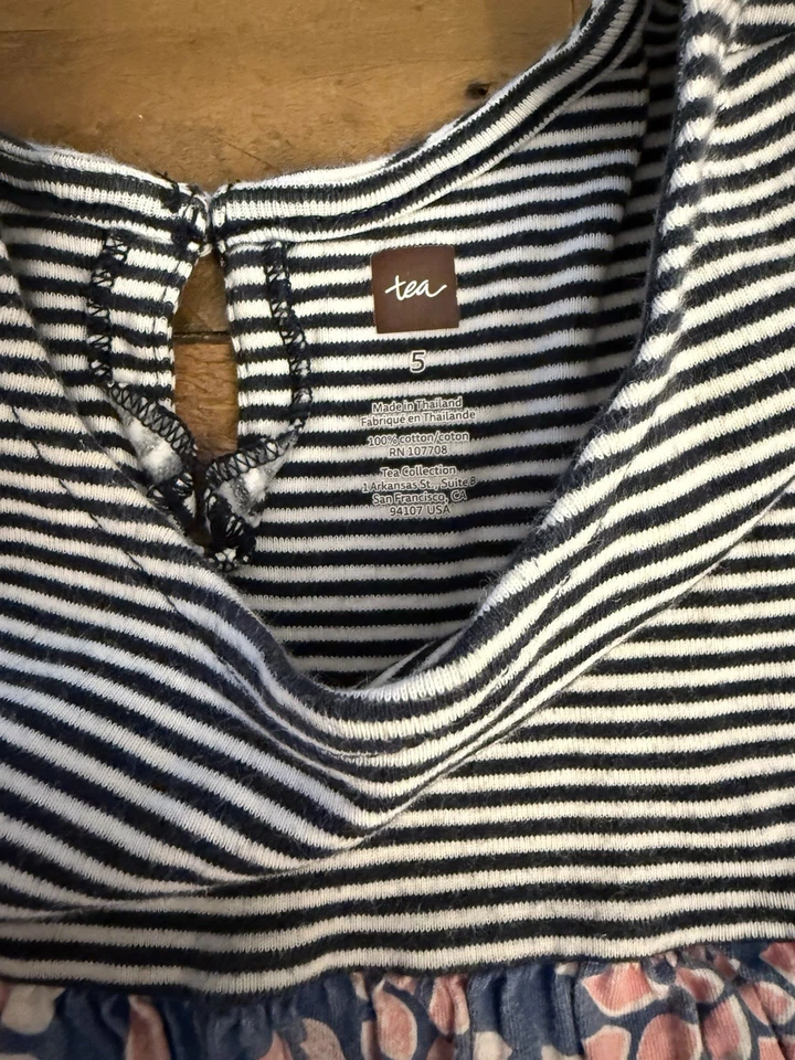 Tea Collection Girls Floral Empire Dress Size 5 Cotton - Image 3 of 4