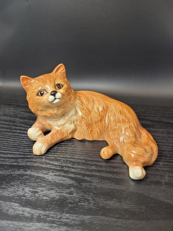 VTG  Beswick England Persian Cat Figurine Ginger Orange Gloss Finish No. 1876 