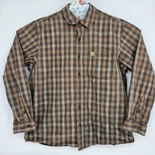 Carhartt Shirt Mens XL Brown Plaid Button Down Long Sleeve Relaxed Fit Workwear