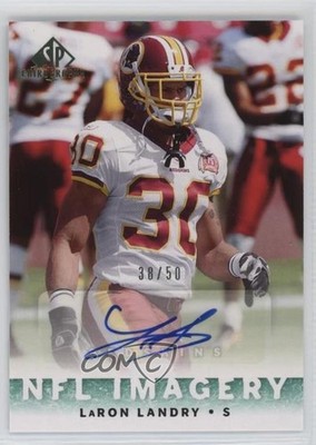 2007 SP Chirography NFL Imagery Emerald /50 LaRon Landry #NFLI-LL Auto nd3