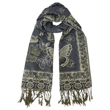 Paisley Pashmina Shawl Wraps for Women Evening Dresses 20 Grey Butterfly