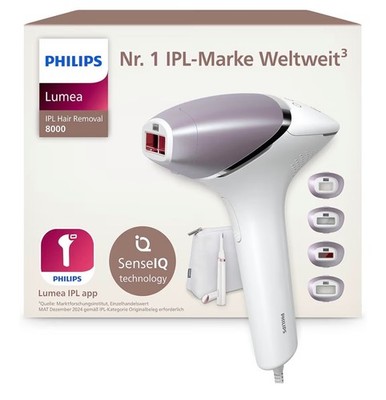 Philips Lumea IPL Series 8000 Haarentfernung, inkl. Trimmer und 4 Aufsätzen NEU