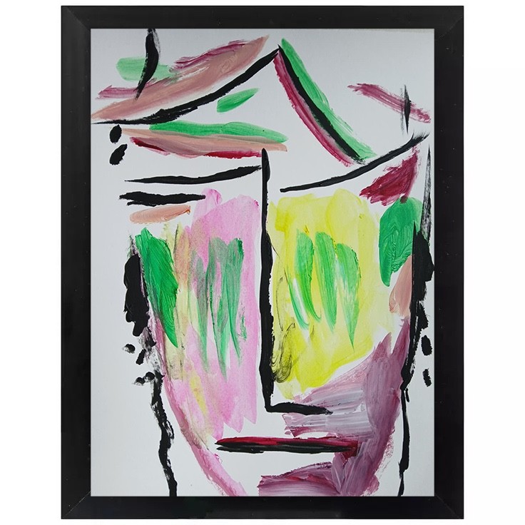 ABSTRACT /EXPRESSIONISM 9 x12 Abstract Face Modern Street ART Colorful  Painting