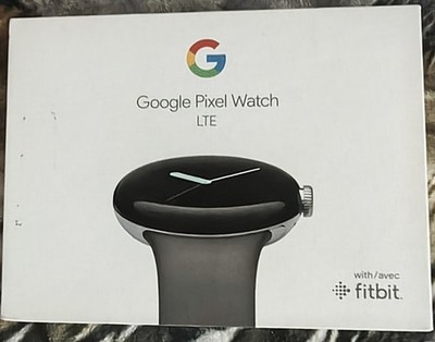 Google Pixel Watch LTE, Gray Silicone Band, Black Case, Android Compatible