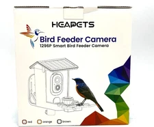 Heapets 1296P Waterproof 1.25 Liter Seed Capacity Smart Bird Feeder Camera - Red