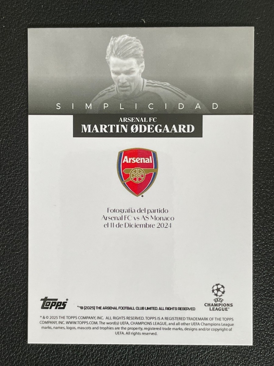 Martin Odegaard 2024-25 Topps Simplicidad UCC Arsenal FC | eBay