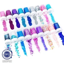 Horizon Group USA Glitter Shakers, 18-Pack Assorted Glitter & Confetti, Fine & C
