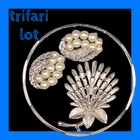 LOT of 3 Vintage CROWN TRIFARI Pieces BRACELET Brooch EARRINGS Silvertone