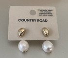 Country Road Freshwater Pearl Drop Earrings In Gold RRP$79.94