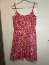 Tuckernuck Dress NWT Large Miami Iris Slip Pink Floral Scoop Neck Linen Pocket