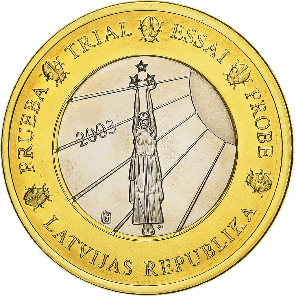 Latvia,Medal,1E,EssaiTrial,2003,Bi-Metallic,BU