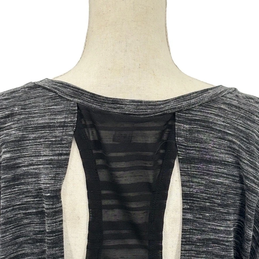 Danskin Heather Gray Black V Neck Cut-Out Mesh Back Size S/P - Image 4 of 4