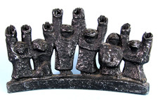 MIDCENTURY MODERN BRUTALIST Cast Metal Hanukkah Menorah Chaim Gross Sculpture