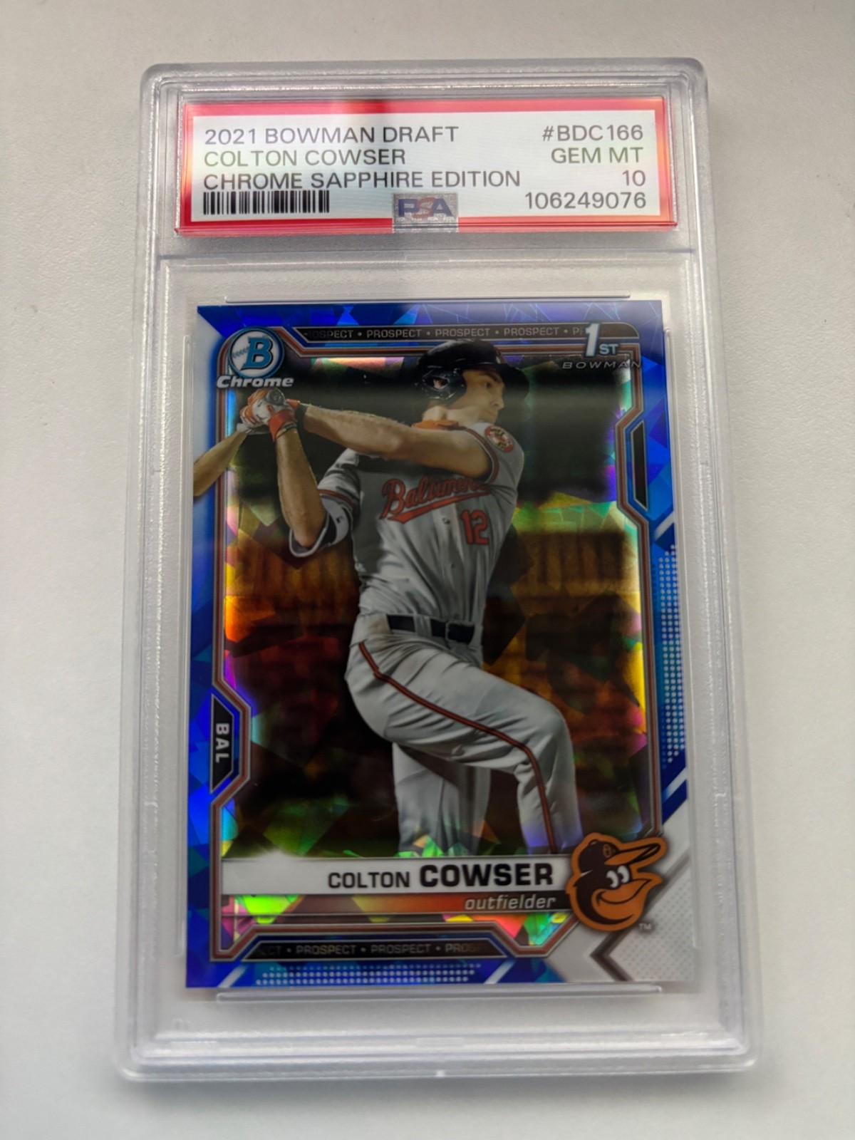 2021 Bowman Draft Colton Cowser 1st Chrome Sapphire Prospect #BDC166 PSA 10 MINT