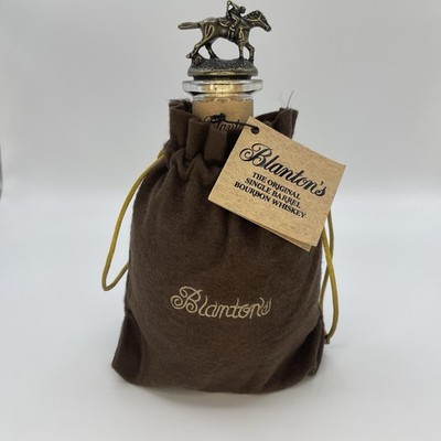 Blantons Bourbon Whiskey Bottle With Top Bag Tag Empty Letter O