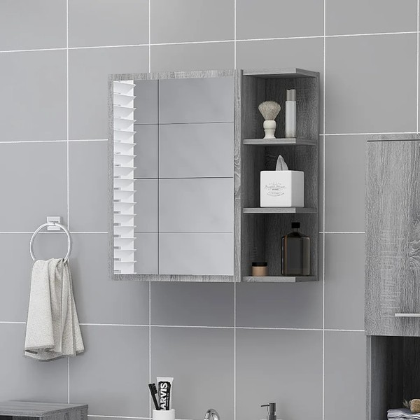 Bad-Spiegelschrank Grau Sonoma 62,5X20,5X64 Cm Holzwerkstoff-image