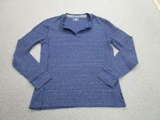 Express Waffle Shirt Mens Small Blue Long Sleeve Henley Thermal Tee Top