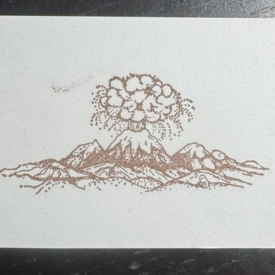 Rubber Stamps Of America Volcano Erupts Wood Mount Vintage