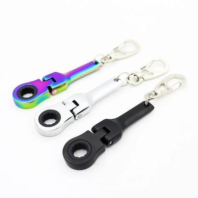 10mm Ratchet Wrench Keychain Flex Head Key Ring Stubby Micro Wrench