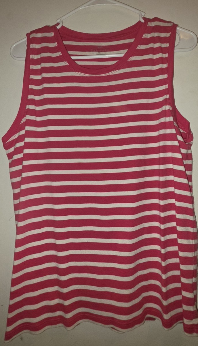 Talbots XL Pink/White Striped Button-Front Pima Cotton Knit Cardigan Sweater View 5