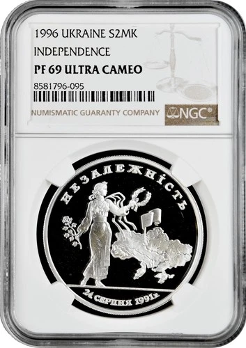 Ukraine 2.000.000 karbovantsiv 1996, NGC PF69 UC, "5th Anniversary Independence"