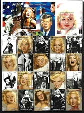 Marilyn Monroe Postage Stamps 2 Souvenir Sheets and 20 Stamps Movie Star Lot