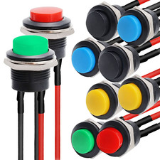 10Pcs 12V Interruttore Pulsante Rontondo,Mini Pulsanti,16Mm Pulsante Interruttor