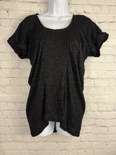 Diane Von Furstenberg Davinia Black Beaded Top Size 2 Silk Blouse Shirt