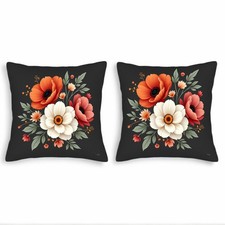 Set of 2 Decorative Throw Pillow Covers 18x18in - Vibrant Floral Design