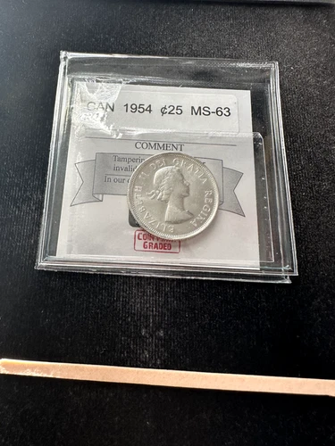 1954  Coin Mart Graded Canadian, ¢25 Cent, **MS-63**