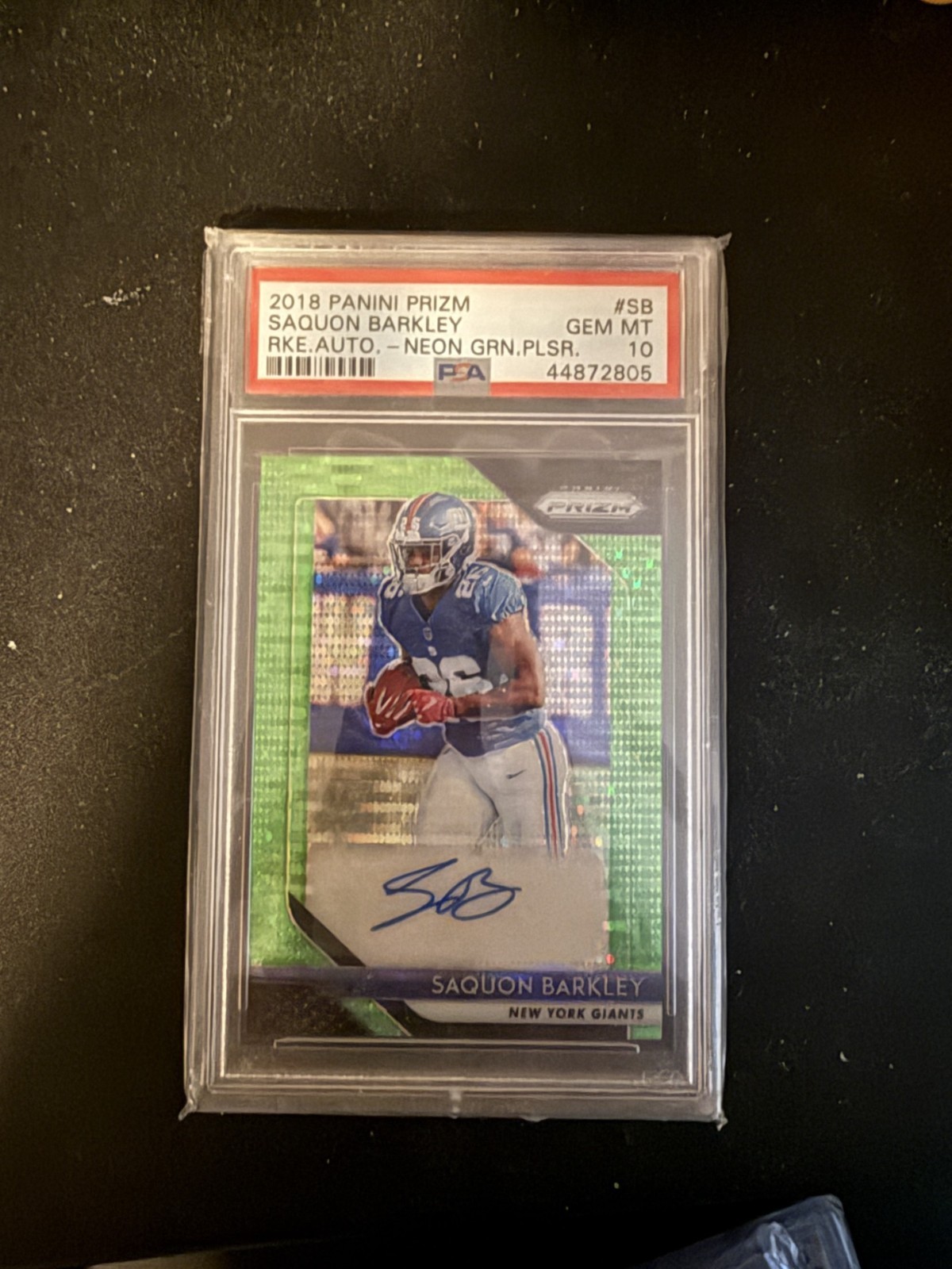 Saquon Barkley Panini Prizm Rookie Autographs #SB Neon Green Pulsar
