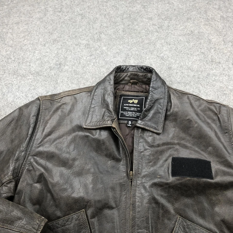 Chaqueta Alpha Industries Para Hombre XL Marrón A-2 Cuero Vuelo Bombardero Acolchada USAF Foto 4 de 4