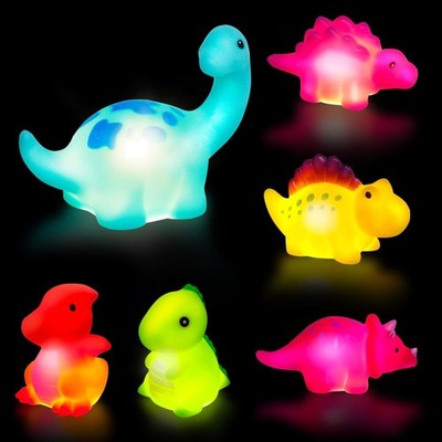 Badewannenspielzeug, 6 Stück Dinosaurier Badespielzeug mit Licht, LED Badewan...