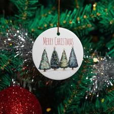 Merry Christmas Ceramic Ornament - Festive Holiday Tree Decoration Lineup Gift