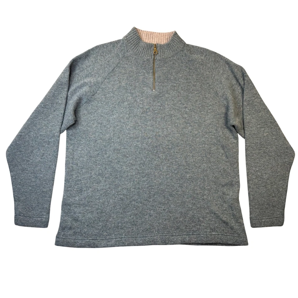 Suéter Pullover Pendleton Para Hombres Grande 1/4 Cremallera Mezcla Lana de Cordero Verde Foto 3 de 4